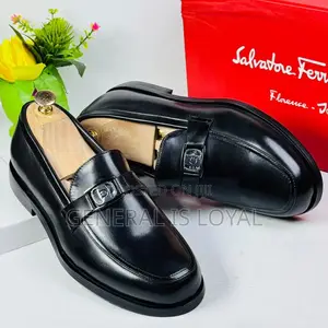 Salvatore Ferragamo Black Men Bold Leader Loafers Shoe
