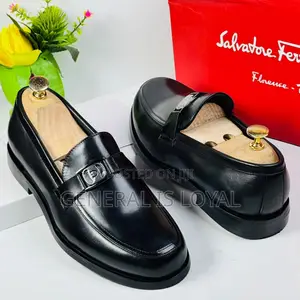 Salvatore Ferragamo Black Men Bold Leader Loafers Shoe