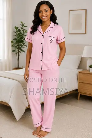100% Cotton Ladies 2-Piece Pajama Set: Shorts & Trousers