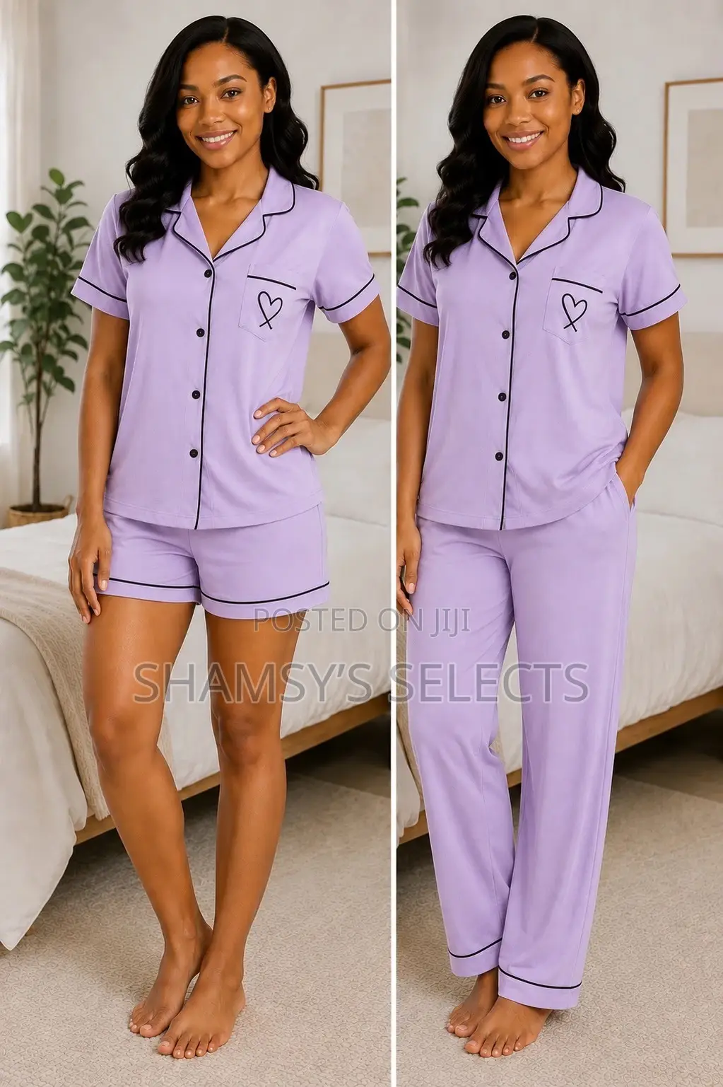 100% Cotton Ladies 2-Piece Pajama Set: Shorts & Trousers