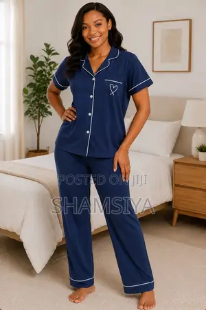 100% Cotton Ladies 2-Piece Pajama Set: Shorts & Trousers