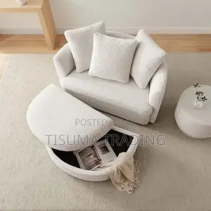 Holley Oversized Fabric Accent Chair With Storage Ottoman