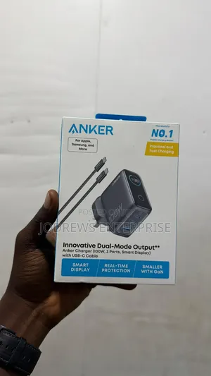 Anker Charger (100W, 3 Ports,  Smart Display) With 4.9ft USB-C Cable