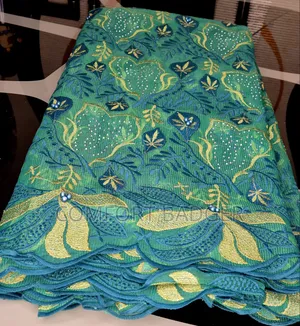 Elegant Green Embroidery Lace With Rhinestones