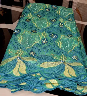 Elegant Green Embroidery Lace With Rhinestones