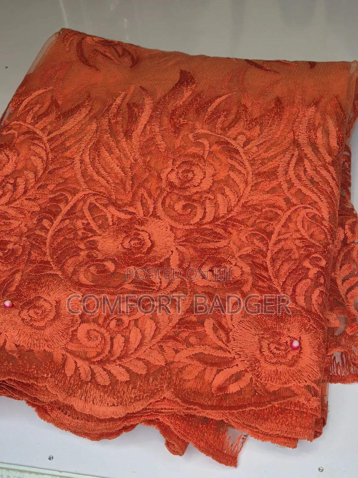 Lightweight Burnt Orange Net Lace
