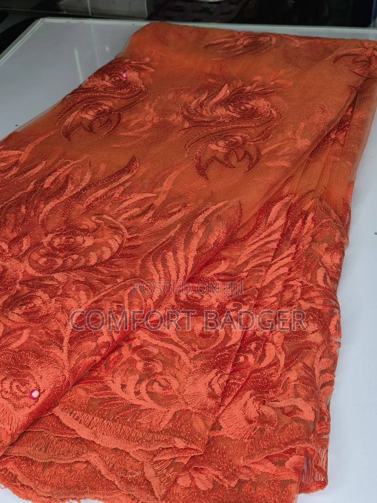 Lightweight Burnt Orange Net Lace