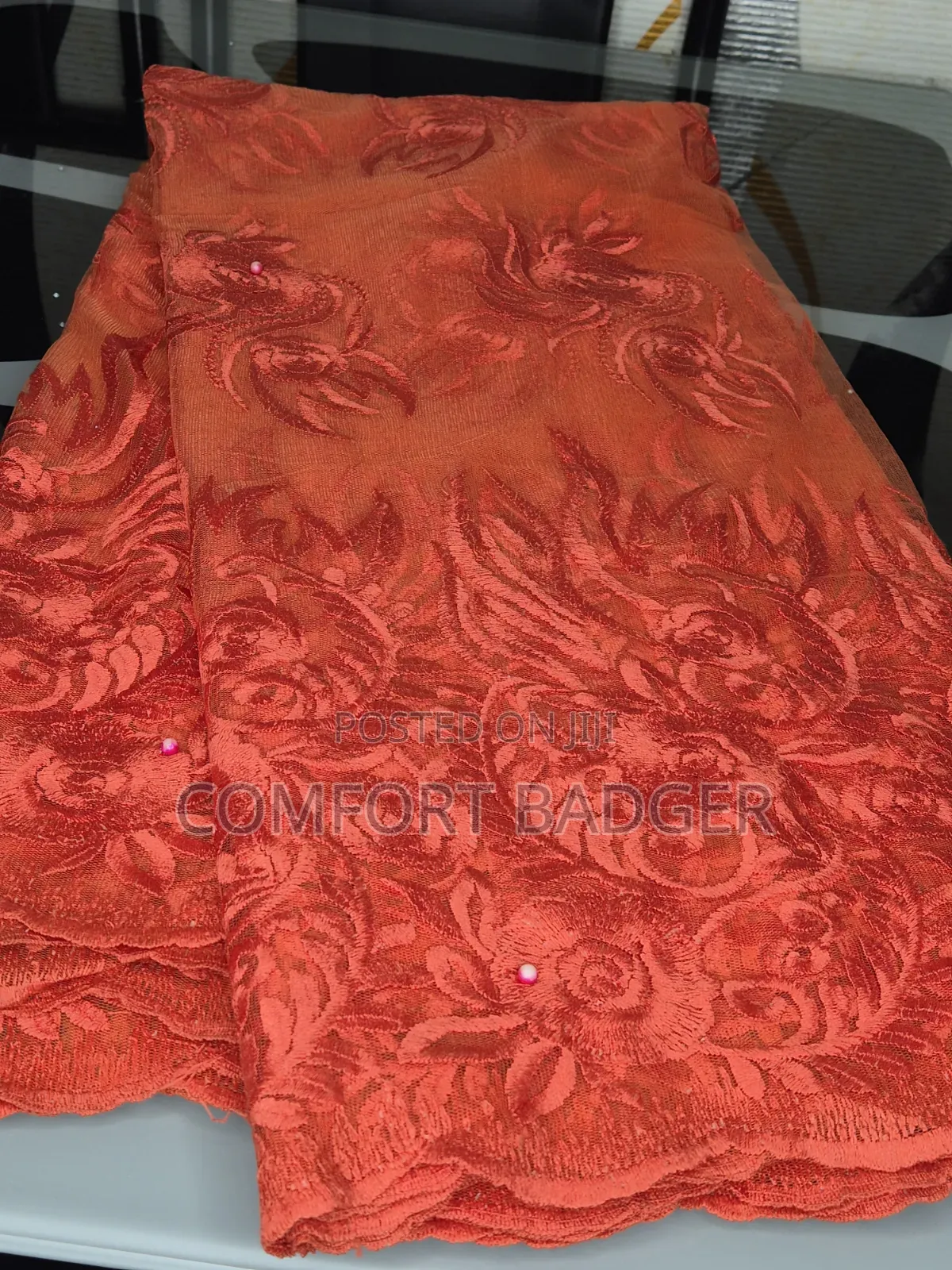 Lightweight Burnt Orange Net Lace
