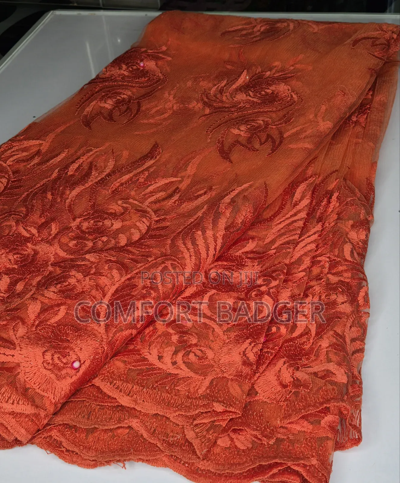 Lightweight Burnt Orange Net Lace