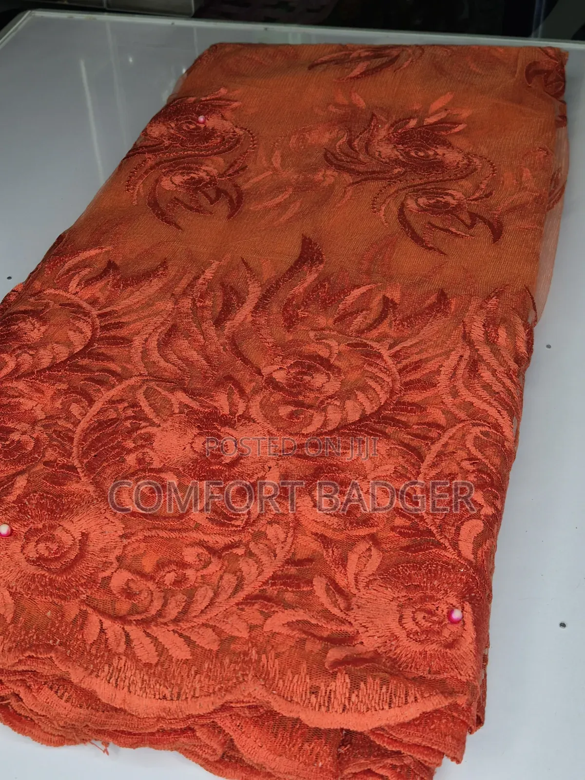 Lightweight Burnt Orange Net Lace