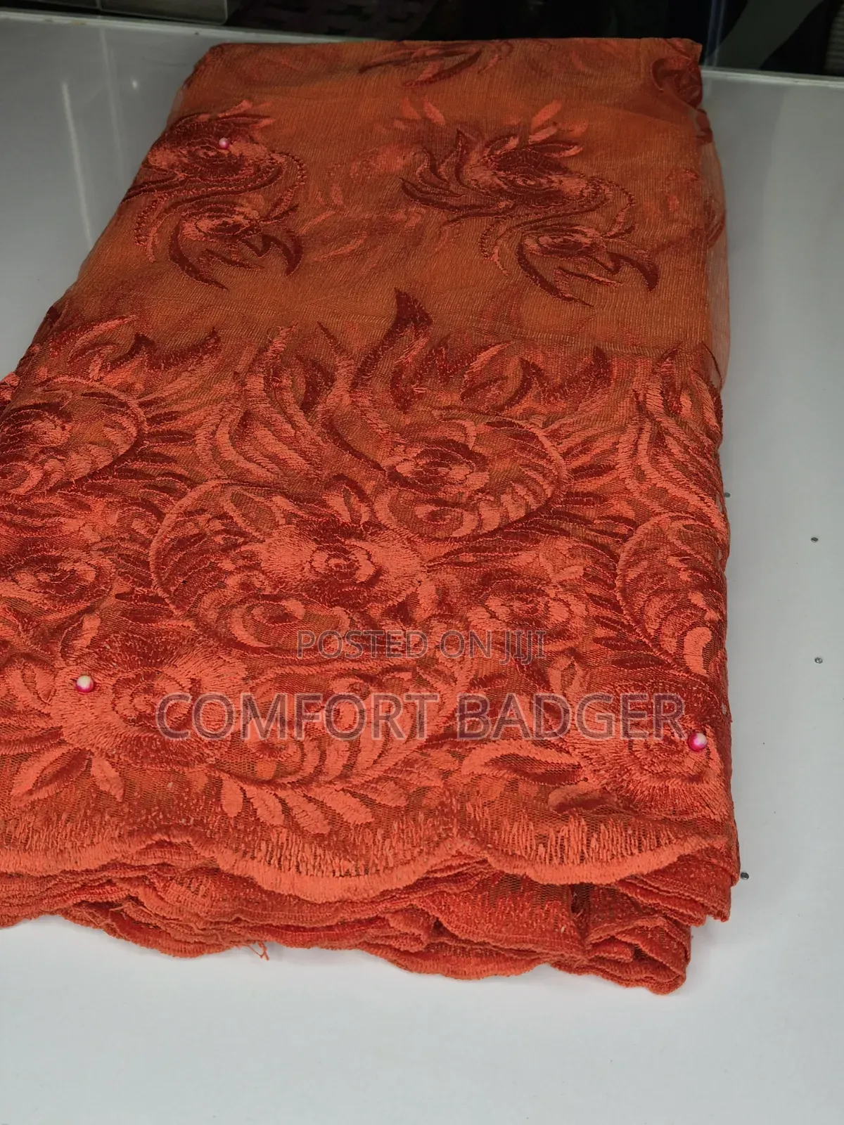 Lightweight Burnt Orange Net Lace