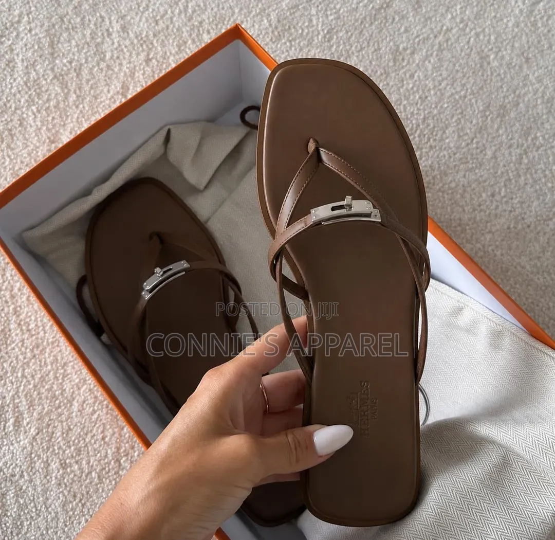 Quality Hermes Leather Slippers for Ladies