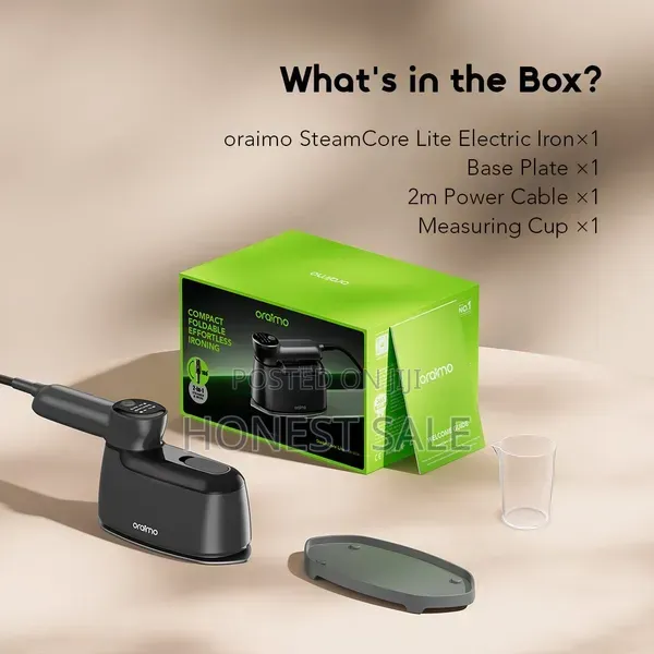 Oraimo SteamCore Lite Portable Steam Iron With 180° Rotating Handle