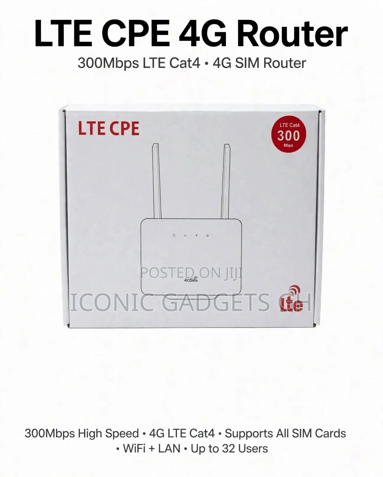 LTE CPE 4G Router - 300Mbps LTE Cat4 - 4G SIM Router