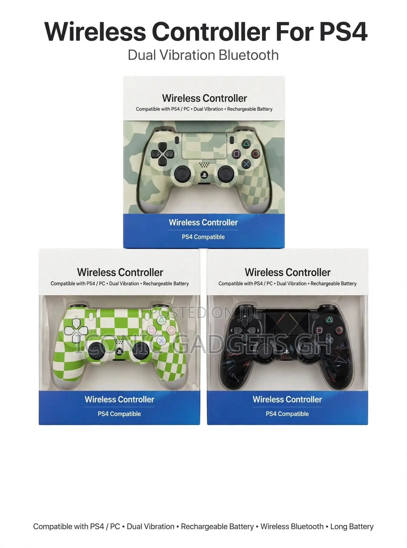Wireless Controller for PS4 Dual Vibration Bluetooth