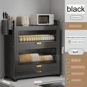 2 Tier Anti Rust Dish Rack Cabinet With Drawers
