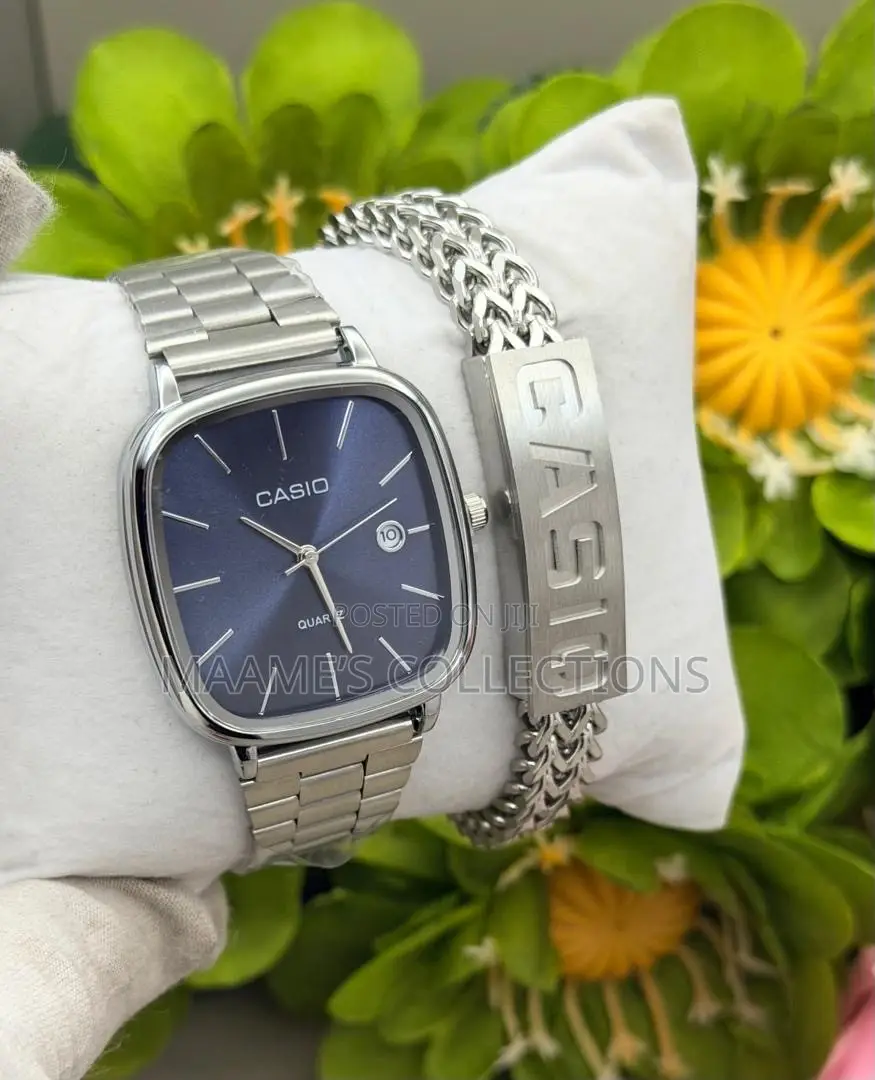 Casio Stainless Steel Quartz Watch & Matching Bracelet Set