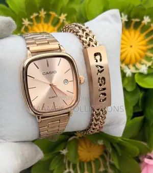 Casio Stainless Steel Quartz Watch & Matching Bracelet Set