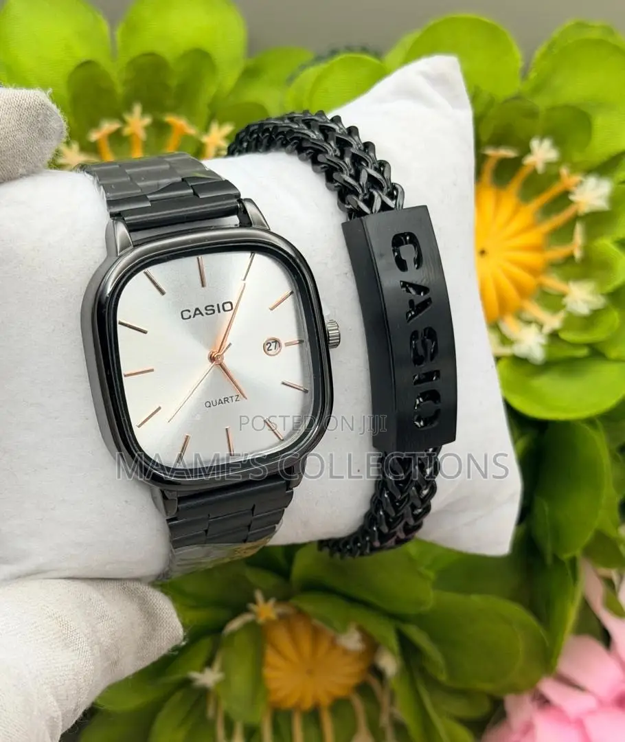 Casio Stainless Steel Quartz Watch & Matching Bracelet Set