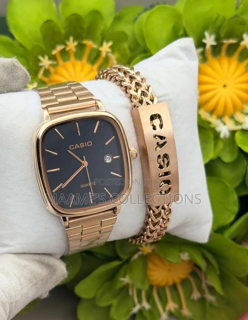 Casio Stainless Steel Quartz Watch & Matching Bracelet Set