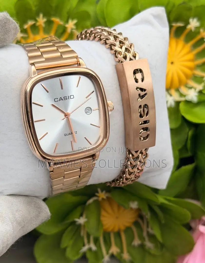 Casio Stainless Steel Quartz Watch & Matching Bracelet Set