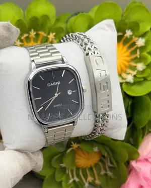 Casio Stainless Steel Quartz Watch & Matching Bracelet Set