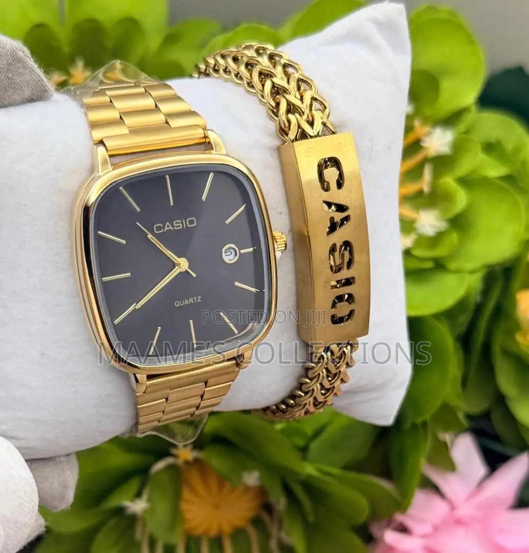 Casio Stainless Steel Quartz Watch & Matching Bracelet Set