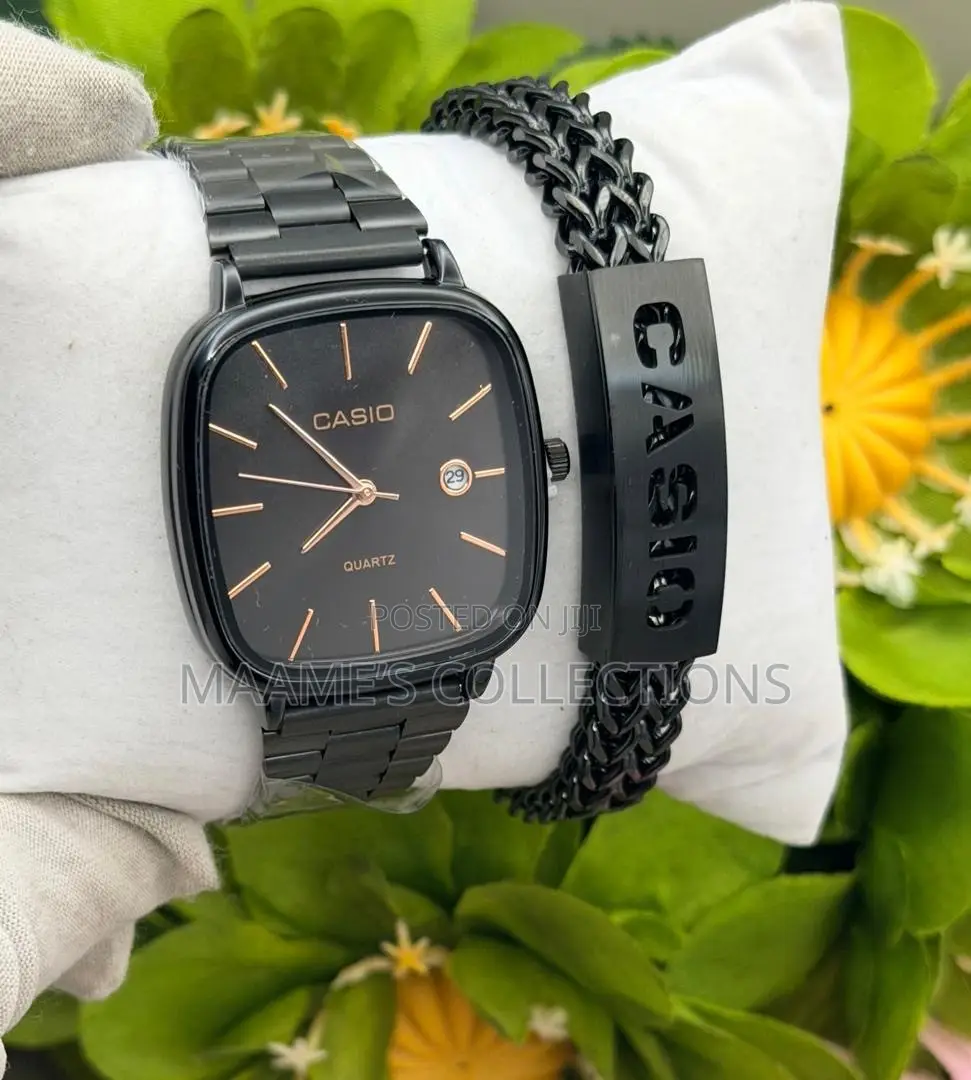 Casio Stainless Steel Quartz Watch & Matching Bracelet Set