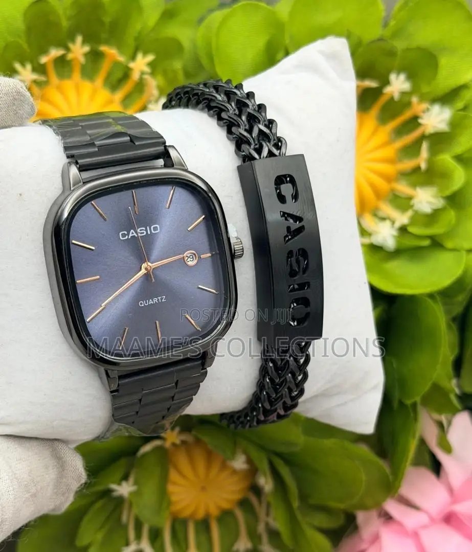 Casio Stainless Steel Quartz Watch & Matching Bracelet Set