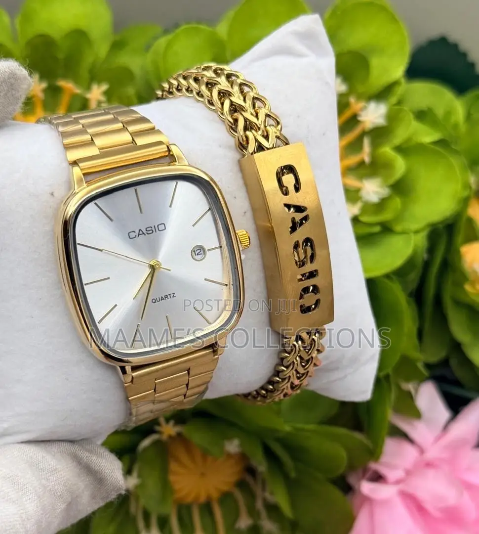 Casio Stainless Steel Quartz Watch & Matching Bracelet Set