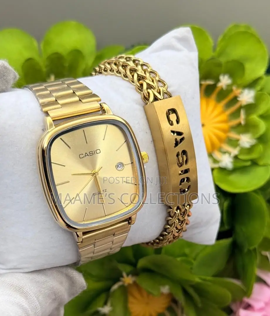 Casio Stainless Steel Quartz Watch & Matching Bracelet Set