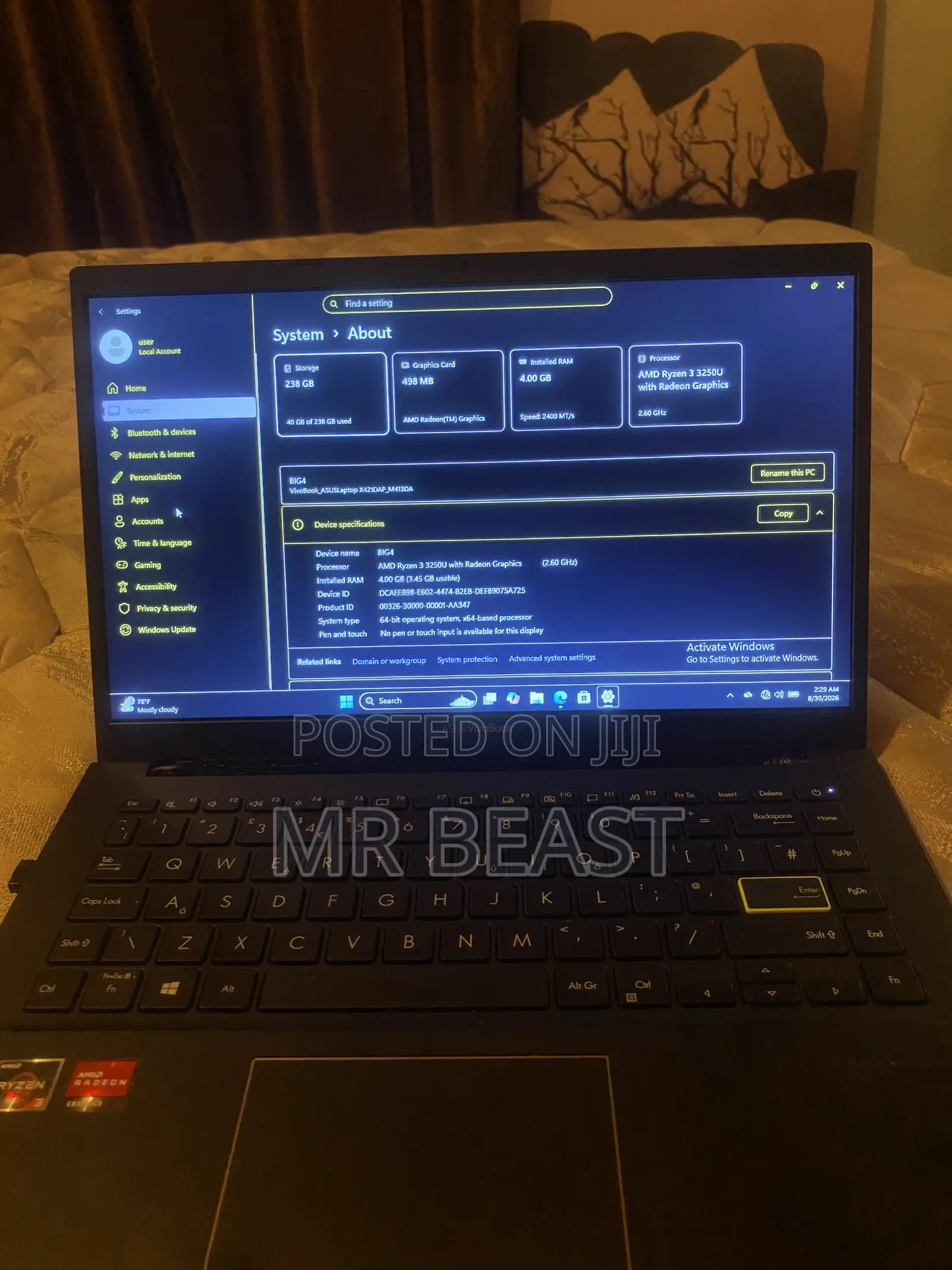 Laptop Asus Vivobook 14 4GB AMD Ryzen 3 SSD 256GB