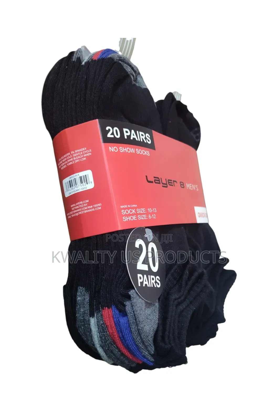 Layer 8 Men's No-Show Socks - 20 Pairs