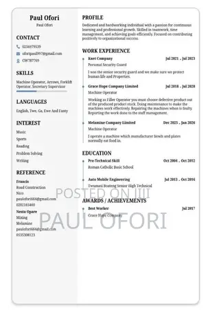 Manufacturing CV