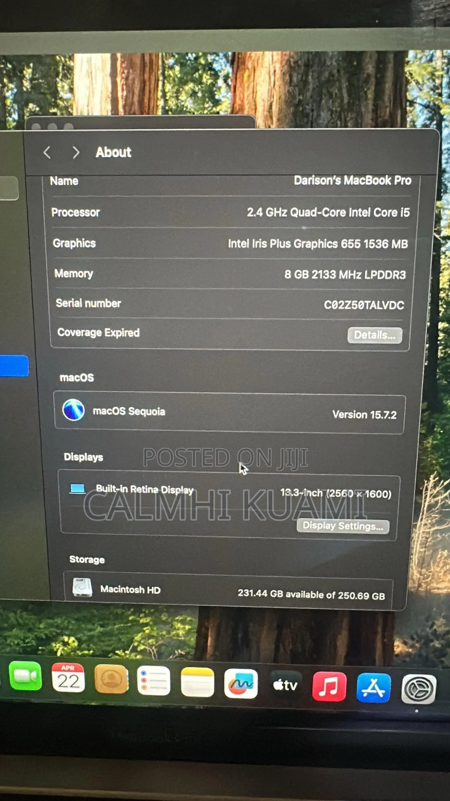 Laptop Apple MacBook Pro 2019 8GB Intel Core i5 SSD 256GB