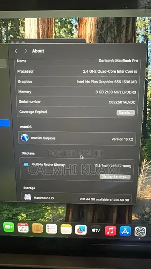 Laptop Apple MacBook Pro 2019 8GB Intel Core i5 SSD 256GB