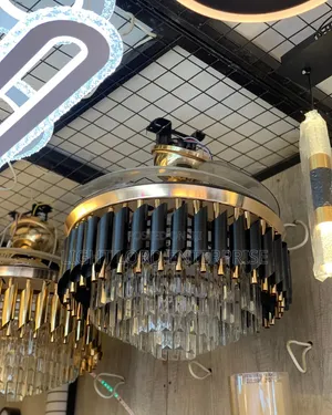 ESL Remote Controls Chandelier With Fan Black and Gold