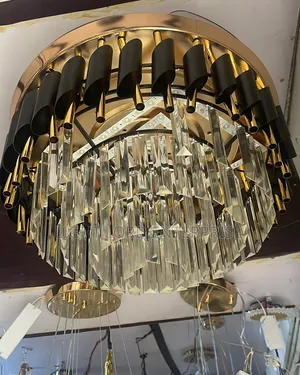 ESL Remote Controls Chandelier With Fan Black and Gold