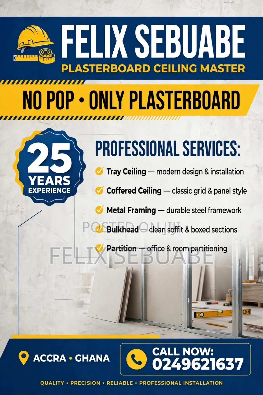 Plaster Board Ceiling and Partitioning Service