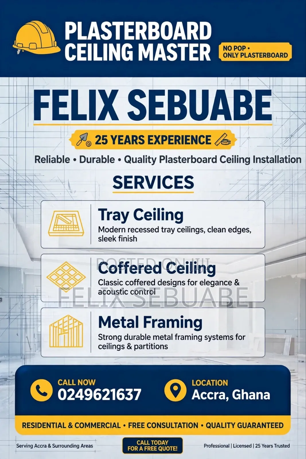 Plaster Board Ceiling and Partitioning Service