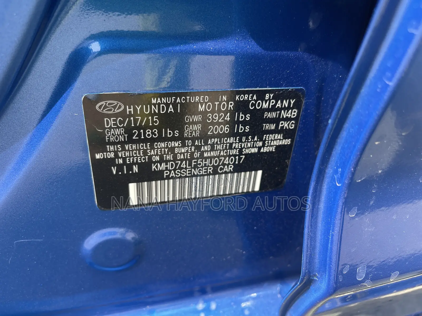 Hyundai Elantra 2017 Blue