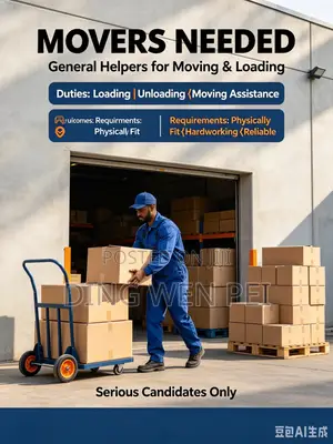 Manpower / Movers‐Helpers Needed