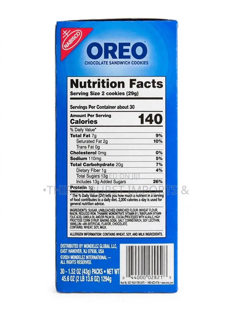 Oreo Chocolate Sandwich Cookies - 30 Snack Packs - USA Imported -