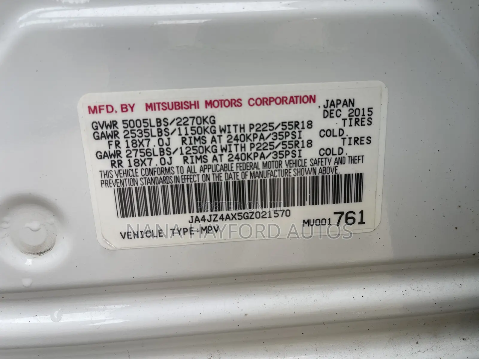 Mitsubishi Outlander Sport 2016 White