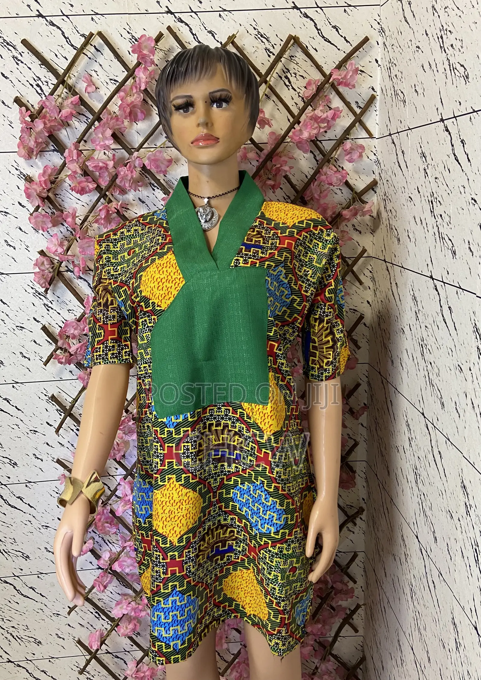 Beautiful Green Multicolored Ankara African Print Design Bubu Dress