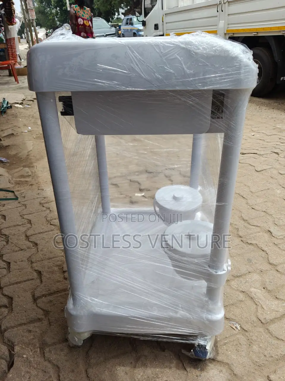 Ingot 2-Tier Treatment Cart With Drawer and 2 Bowls