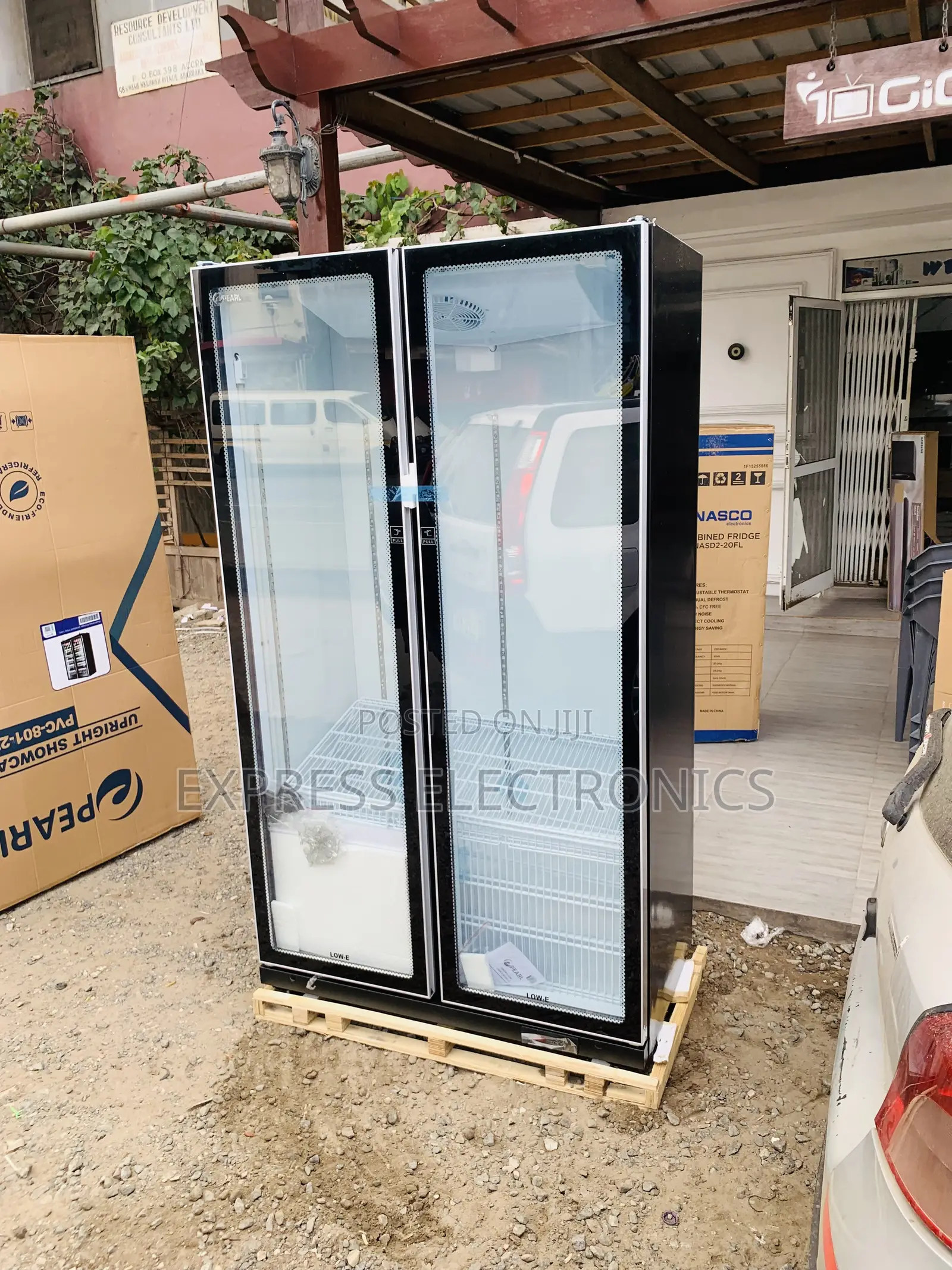 Text Us Pearl PVC-801-27AA 690L Double-Door Glass Display Fridge