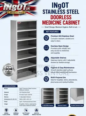 Ingot Stainless Steel Doorless Medicine Cabinet