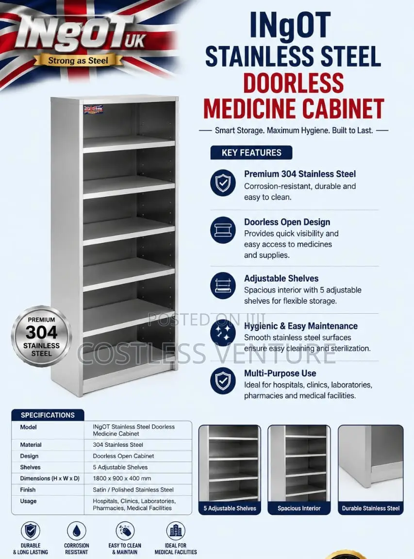 Ingot Stainless Steel Doorless Medicine Cabinet