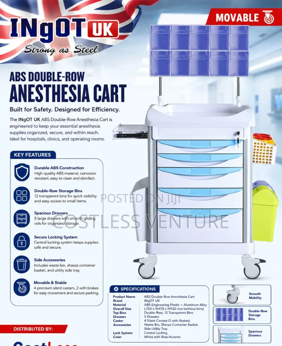 Ingot Abs Double-Row Anesthesia Cart